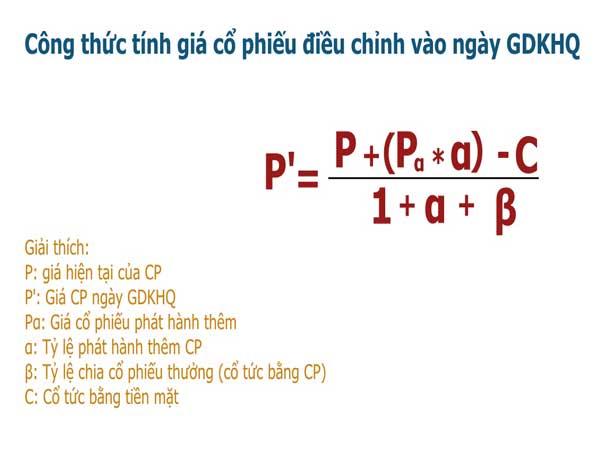 Tính giá điều chỉnh của các mã cổ phiếu trong ngày giao dịch không hưởng quyền