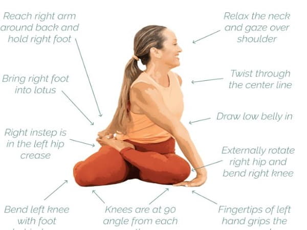 Detox yoga là gì với tư thế Xoắn cột sống (Bharadvajasana)